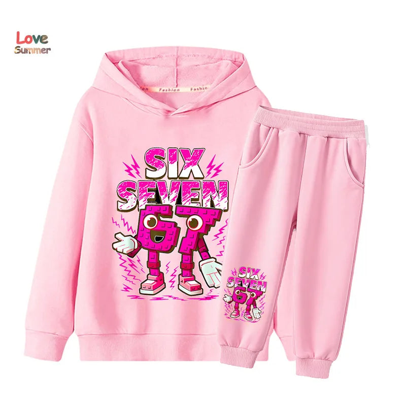 67 Six Seven hoodie pant 2pcs boys girls Italian Brainrot Kid Girl Sweatshirt 2pcs Suit Hoody Baby Casual Tracksuit