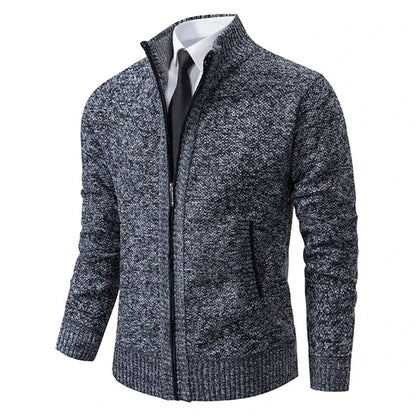 Men Cardigan Sweater 2025 Autumn Winter Keep Warm Thicken Solid Casual Stand Collar Zip Knitwear Fleece Jacket Coat Men Clothing