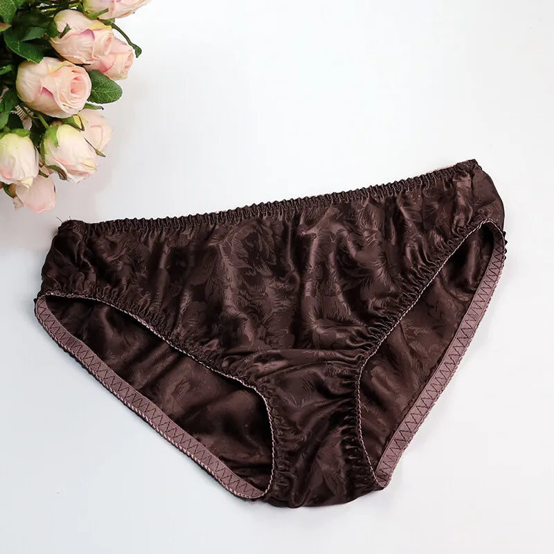 Silk Underwear Women's Large Size XXL e Breathable Antibacterial Low Waist Comfortable Innerwear Daily Use Cartoon Pat...