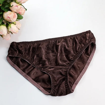 Silk Underwear Women's Large Size XXL e Breathable Antibacterial Low Waist Comfortable Innerwear Daily Use Cartoon Pat...