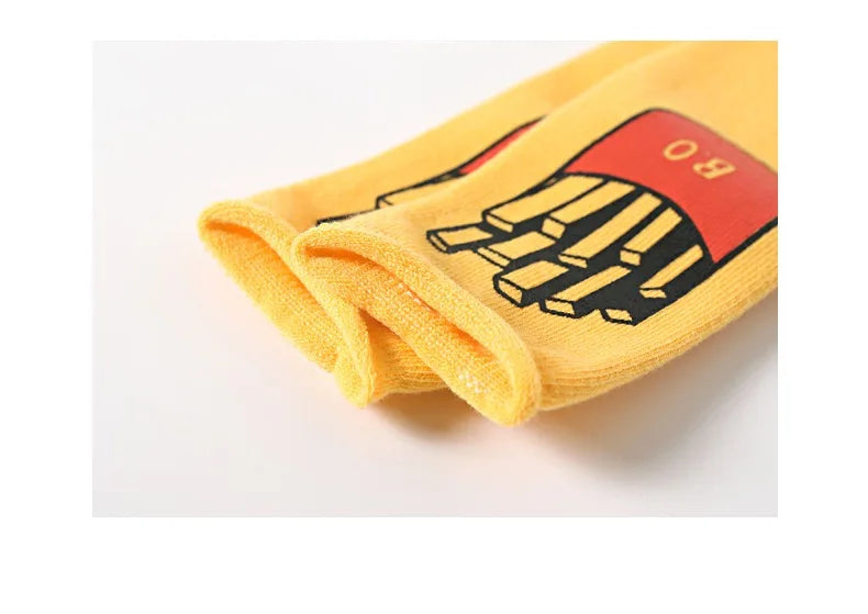 Ins Infant Newborn  Baby Long Socks 0-3T Girls Boys Rolled Mid-Calf Socks French Fries Climbing Cotton Socks Match for Romper