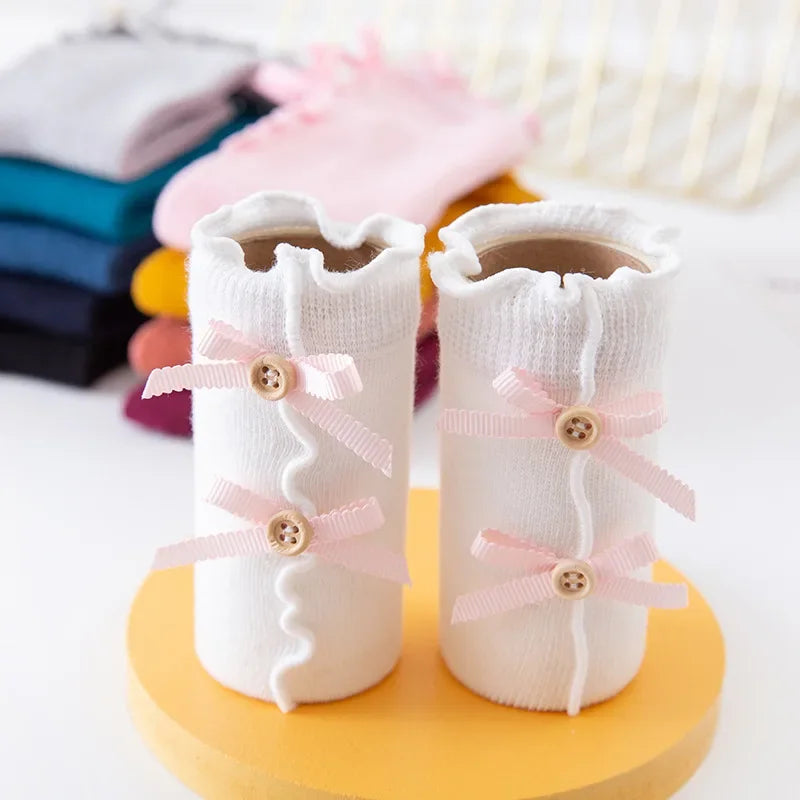 Children Socks Knee High Toddler Trousers Cotton Baby Girls Lace Baby Socks Girl Leg Warms Baby Girl Bow Sock