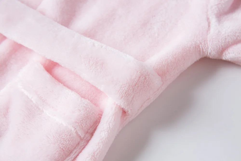 Children's Pajamas Bathrobes Girls Solid Color Soft Robe Personalized Princess Sleepwear Warm Loungewear Home Clothes 2-8Years