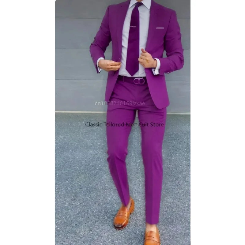 Men's Suit 2 Piece Suit   Jacket Pants Formal Wedding Tuxedo Groom Clothes Custom Color Blazer XS-5XL