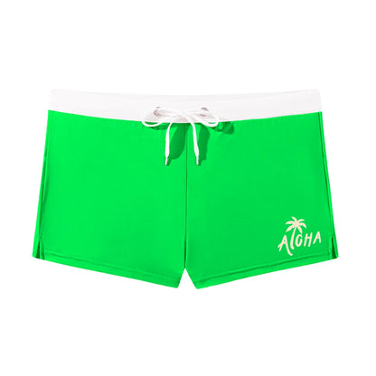 Men's Elastic Quick Dry Printed Swim Trunks Summer Beach Vacation Swimming Surfing Drawstring Swimsuit Beach Casual Wear