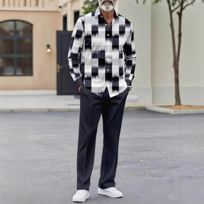 Men's Versatile Casual Suit Autumn New Polo Co-ords Men's Two-piece Suit Long Pants + Short Sleeves