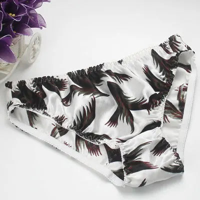 Silk Underwear Women's Large Size XXL e Breathable Antibacterial Low Waist Comfortable Innerwear Daily Use Cartoon Pat...