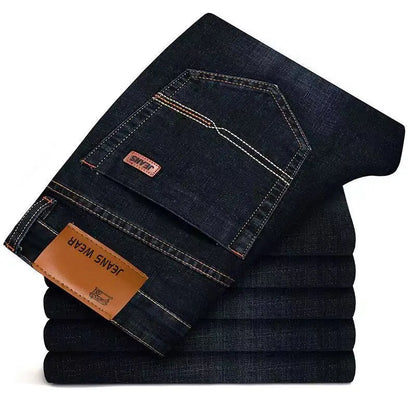 2023 Men NEW Men's Fashion Business Jeans Classic Style Casual Stretch Slim Jean Pants Male Brand Denim Trousers Black Blue Mens