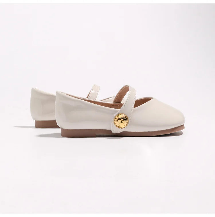 2025 Girl's Leather Shoes Square Toe Elegant Shallow Kids Mary Janes Flat Sole Comfy Children Single Shoes Girls Princess Shoes