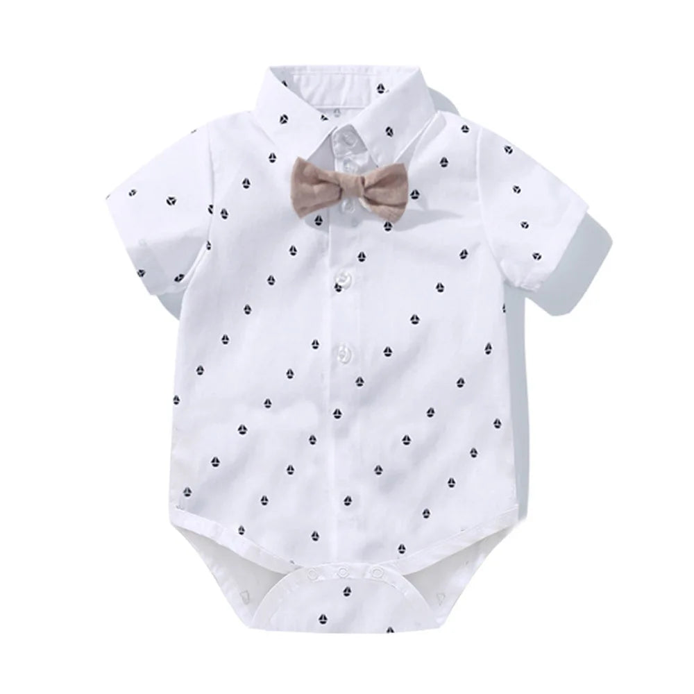 Baby Boys Clothing Suit Gentleman Handsome Romper Bow Set Birthday Festival Gift Jumpsuit Hat Toddler Boys Wedding Outfit Dress