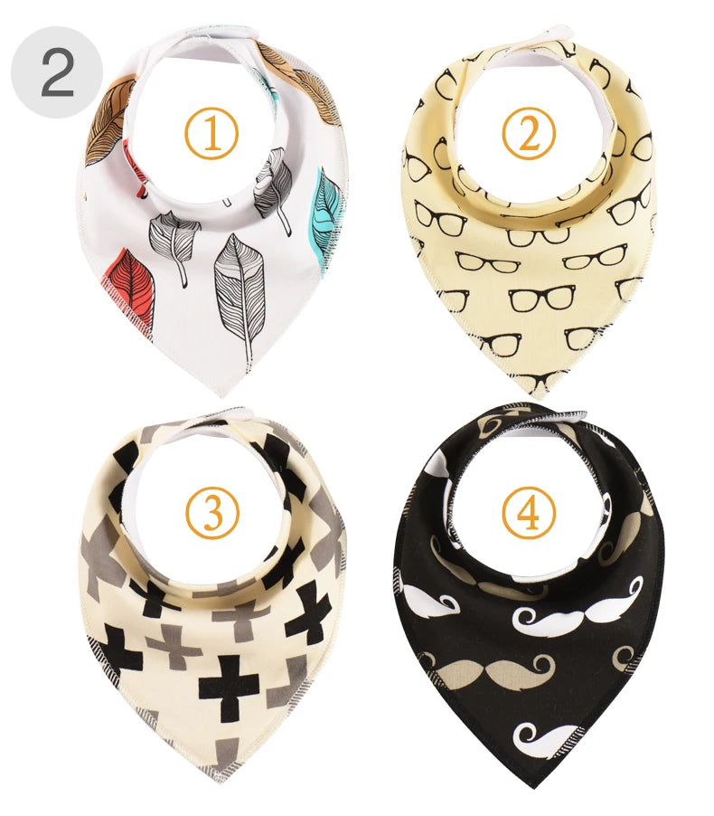 4 Pieces New Baby Bibs For Boy&Girl Burp Cloths Bandana Bibs Baby Bandana Infant Waterproof Dribble Bib Towels