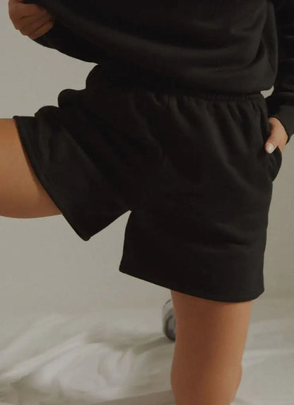 Women's Solid Color Elastic Waist Wide Leg Workout Shorts