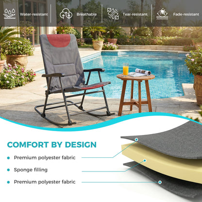 Ainfox Oversized Chair Folding Chair Rocking Chair Camping Chair Portable Chair Outdoor Chair Rocker Chair