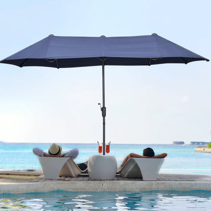 Ainfox 13ft Large Patio Umbrella, Outdoor Double-Sided Rectangle Market Heavy Duty Umbrellas without Base