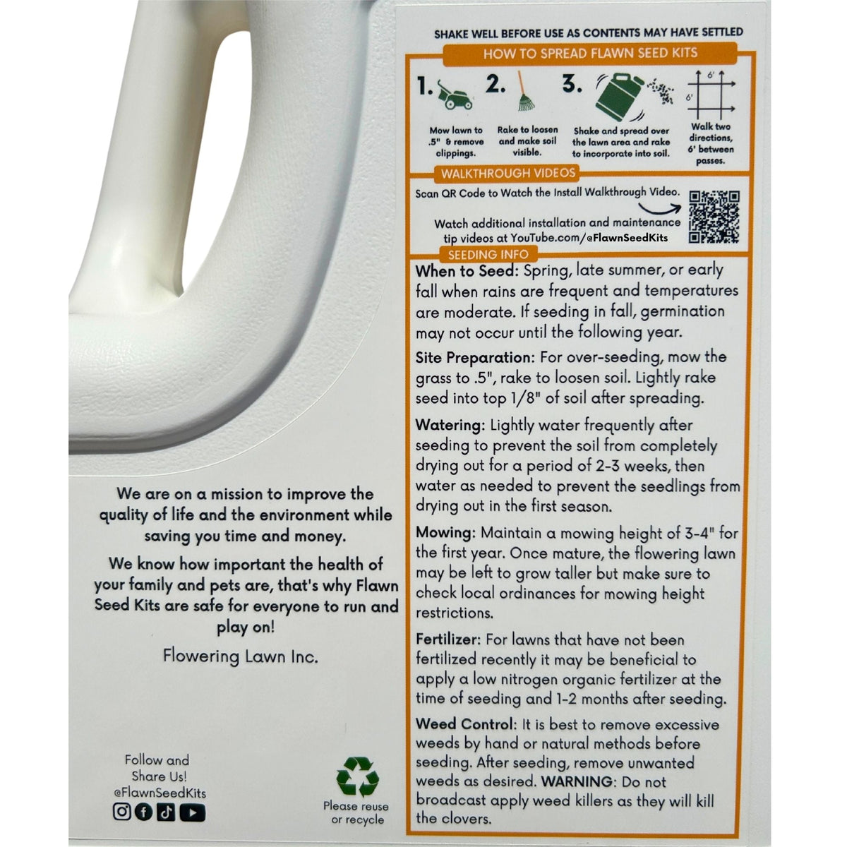 Bee Lawn Seed Kit - Easy Spread Shaker