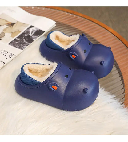 Children's Fleece-lined Cartoon Cotton Slippers