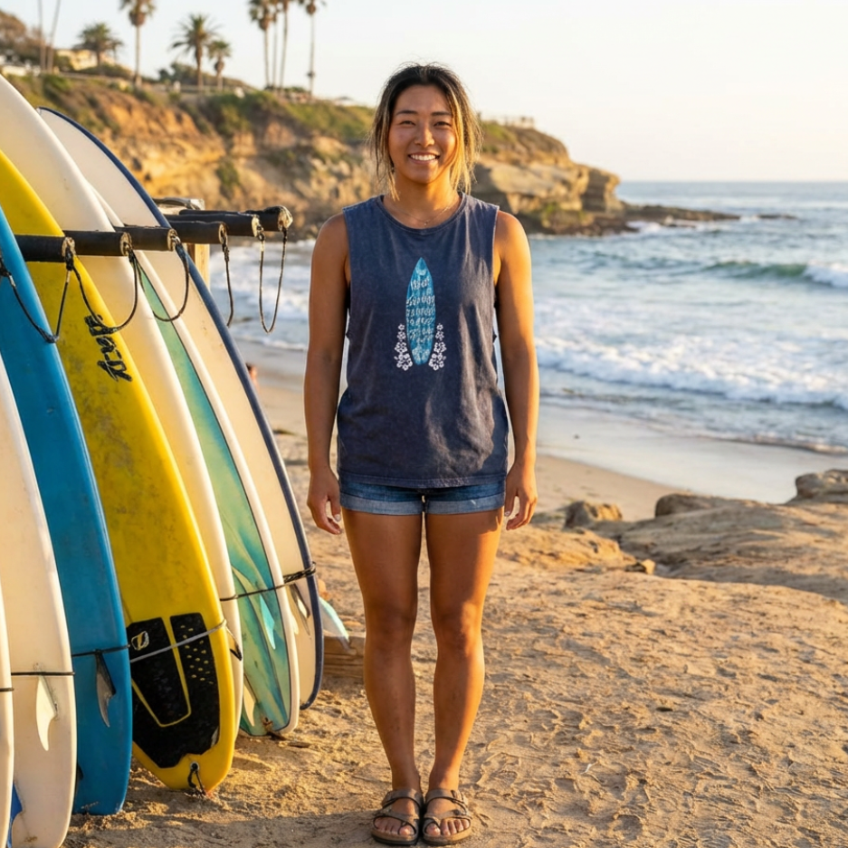 Stonewash Tank Top | Surfboard Graphic | Surf Humor