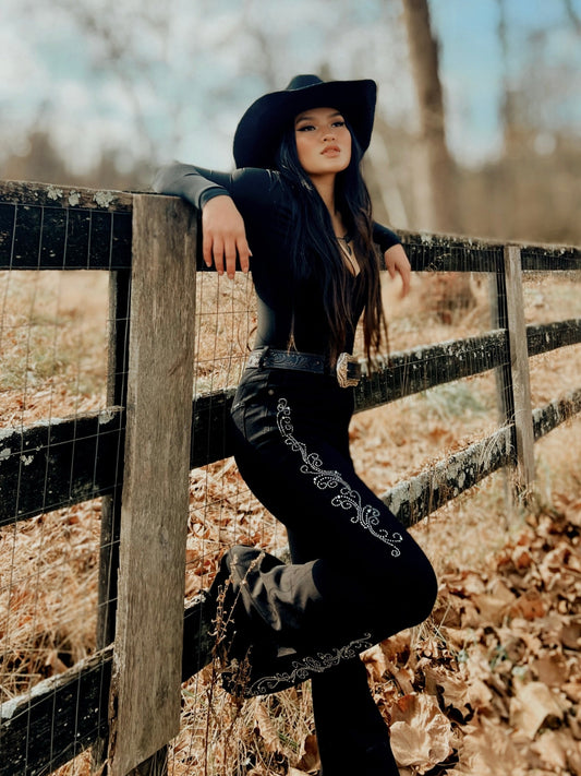 GJG Denim Midnight Rodeo Rhinestone Bell Bottom