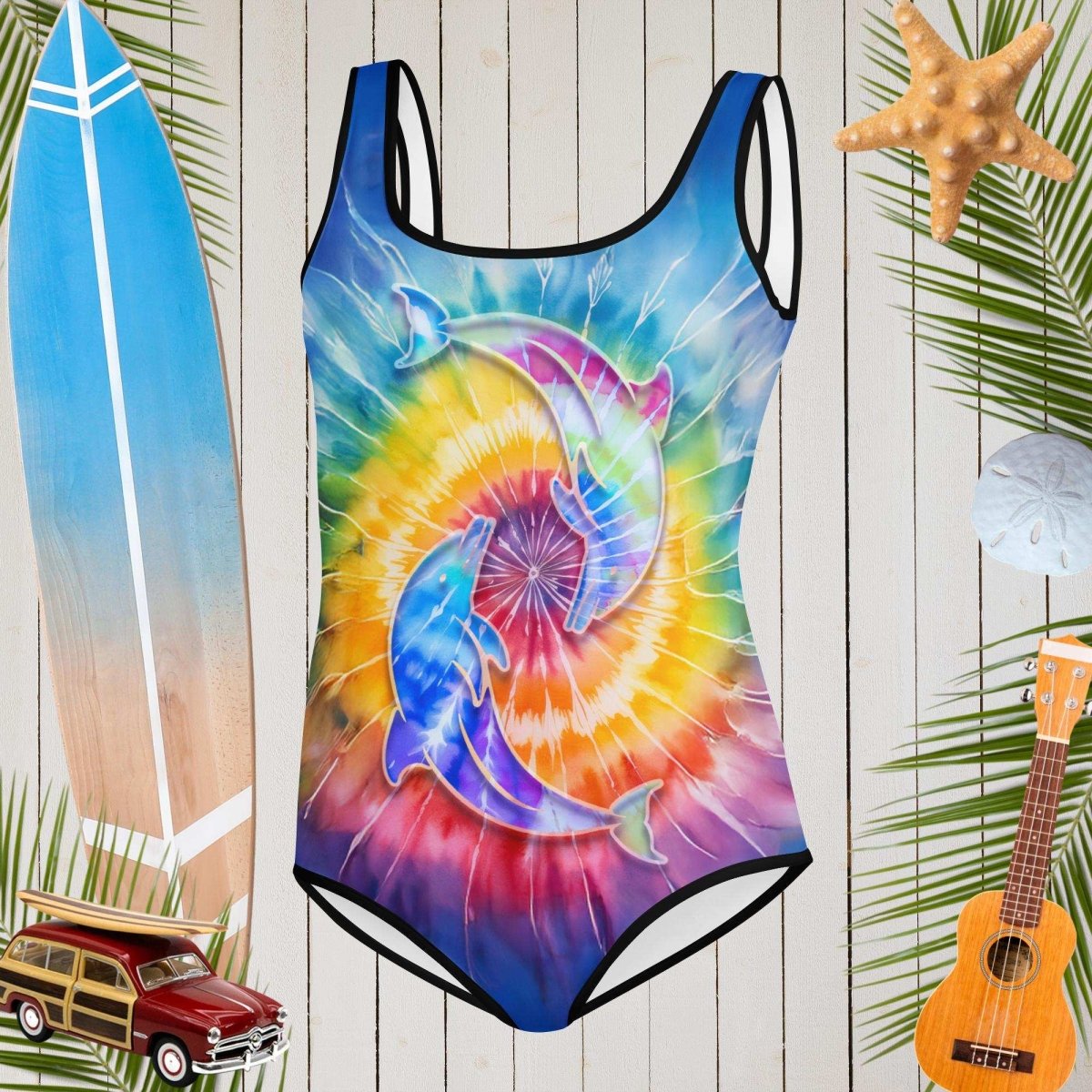 Tie Dye Dolphin 🐬 Print Youth Swimsuit 🩱