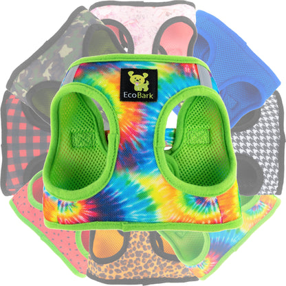 EcoBark Step In Dog Harness - Teacup & Small Breeds- Reflective Soft Mesh Harness for Teacup, Small Dogs and Puppies / Tie-dye