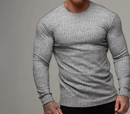Color-blocking Long-sleeved Round Neck T-shirt
