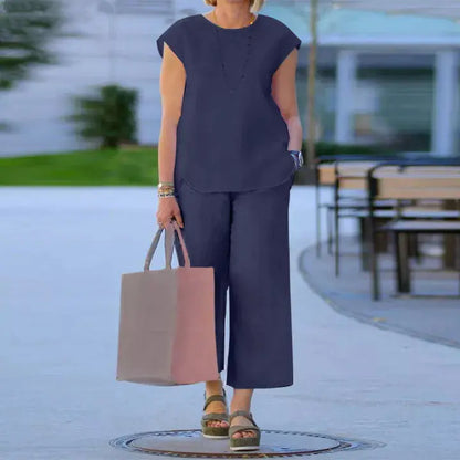 Plus Size Women's Summer Two-Piece Outfit Set