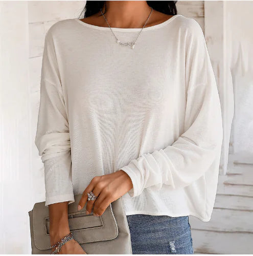 Fashionable Women's Long-Sleeved Backless T-shirt