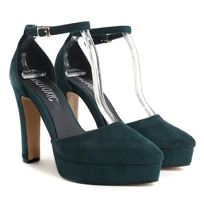 New Korean Style Pointed Toe Chunky Heels for Women