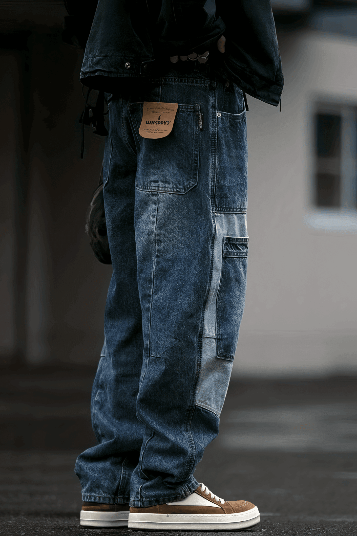 Vintage Washed 15oz Denim Cargo Pants – Loose Fit