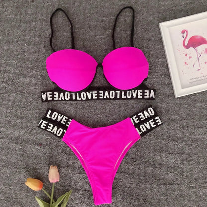 Women's Sexy White Leopard Print Bikini Swimsuit Set