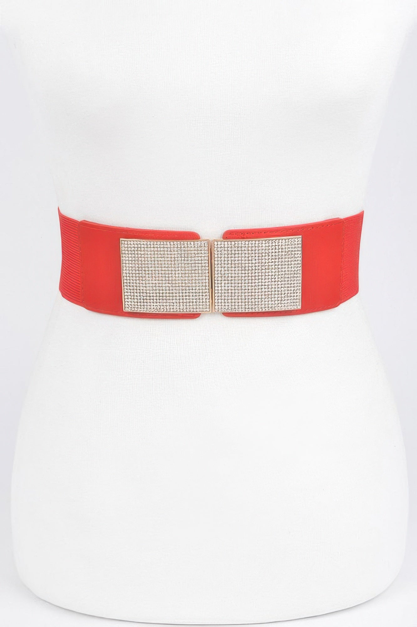 Rhinestone Metal Buckle Stretch Belt
