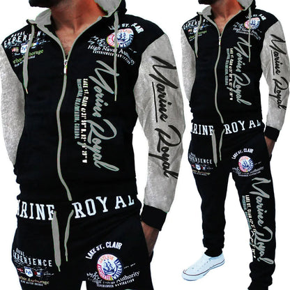Men's Casual Drawstring Waist Letter Print Sports Set