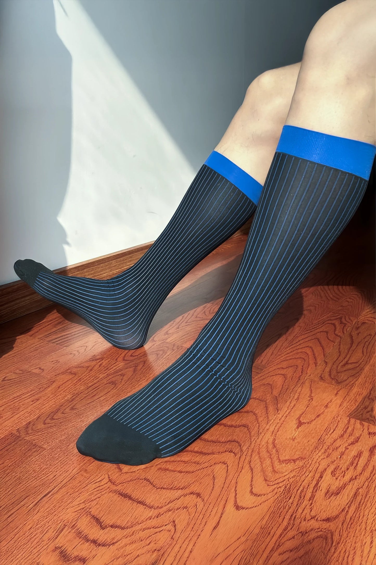 Men’s Mid-Calf Dress Socks - Minimalist Striped Nylon