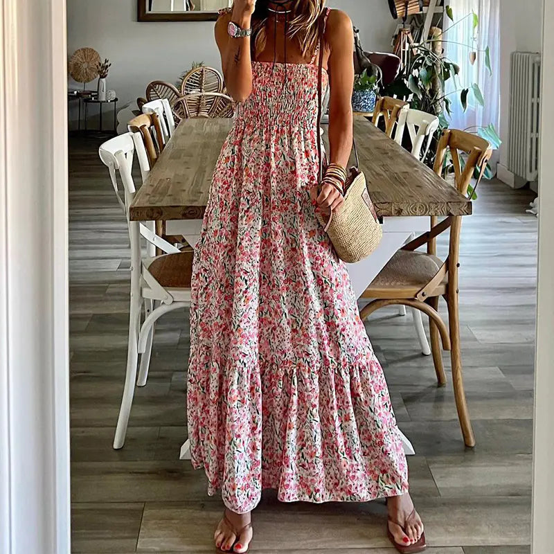 Women's Printed Sleeveless Suspender Dress