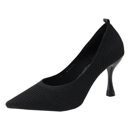 Summer Style Women's Pointed Toe Knitted Heels