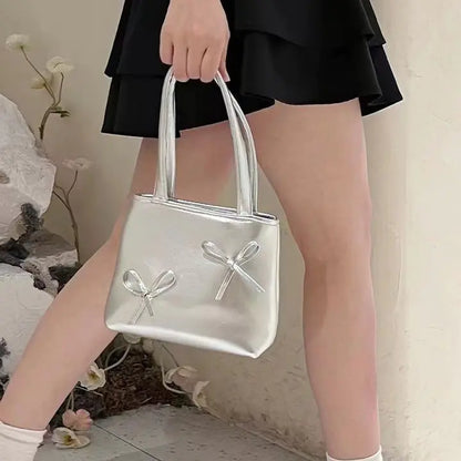 Mini Silver Bow Phone Bag