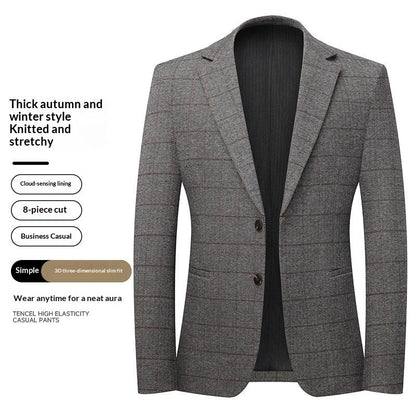 Mens Casual Suit Stretchy Wrinkle-free Trendy Suit