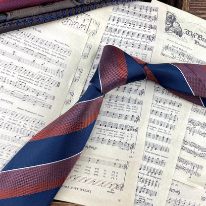 Retro Coffee Color Orange Red Striped Tie Hand Hit 8CM Men
