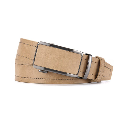 Men's Simple All-Match Alloy Automatic-Buckle Leather Belt