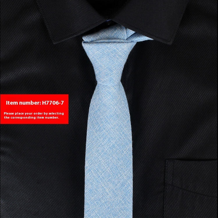 Solid Color Korean Style Narrow Cotton Men's 6cm Formal Wear Business Casual Wedding Tie