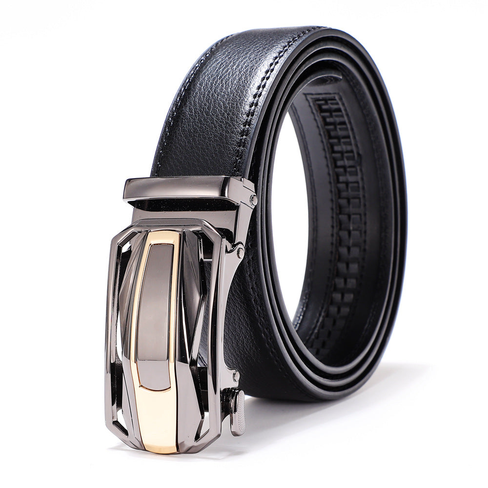 Mens Cowhide Double-Layer Cowhide Stylish Business Casual All-Match Belt For Trousers