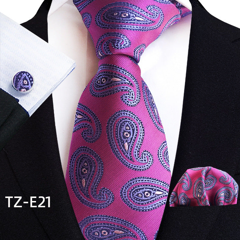Paisley Tie Square Scarf Pocket Square Cufflinks Three-piece Set