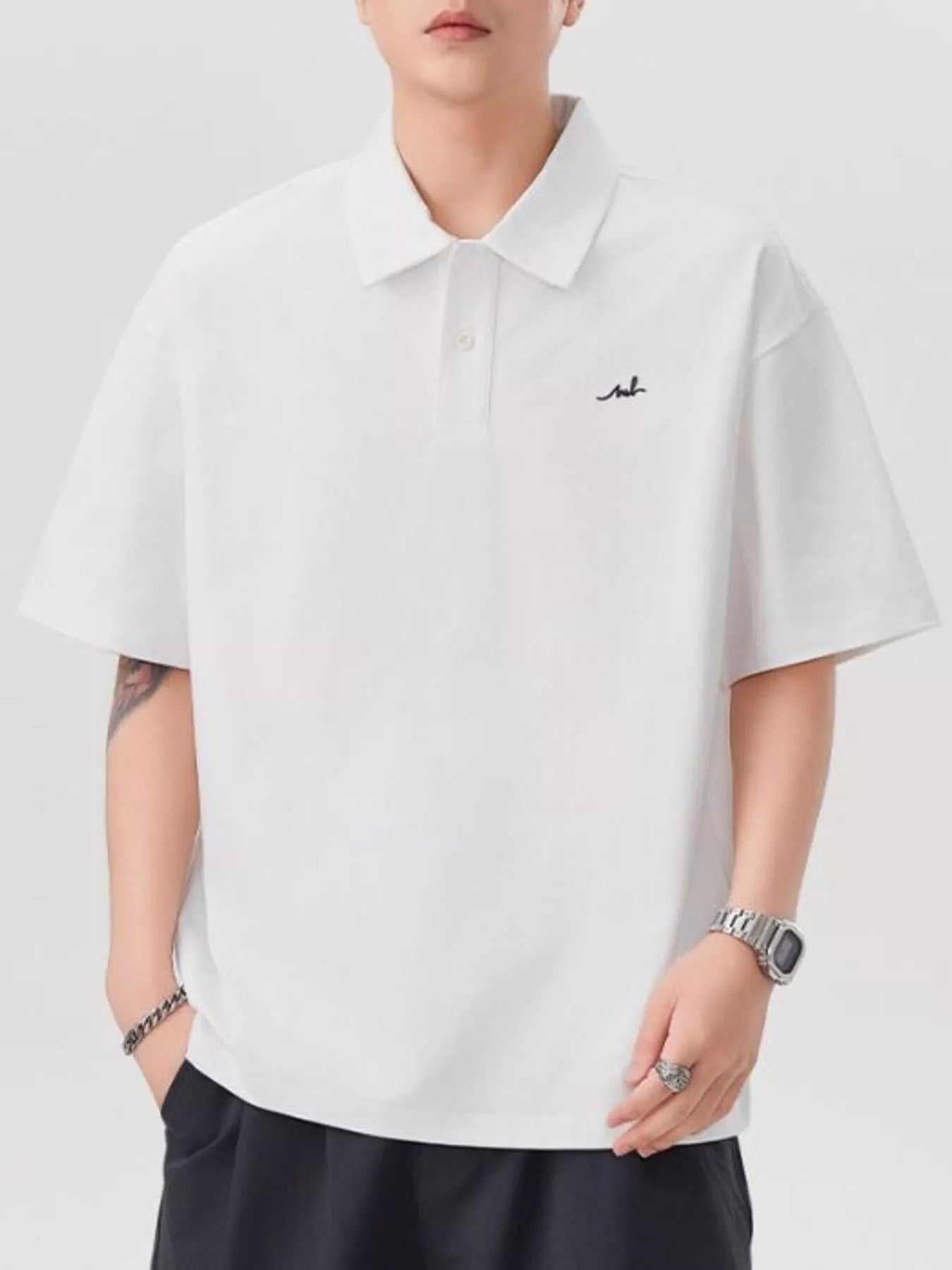 Men's Plus Size Button Detail Short Sleeve Polo