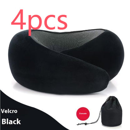 Soft Memory Foam Travel Neck Pillow U Shape Adjustable Support Comfortably Sleeping On Plane Car Office Noon Break