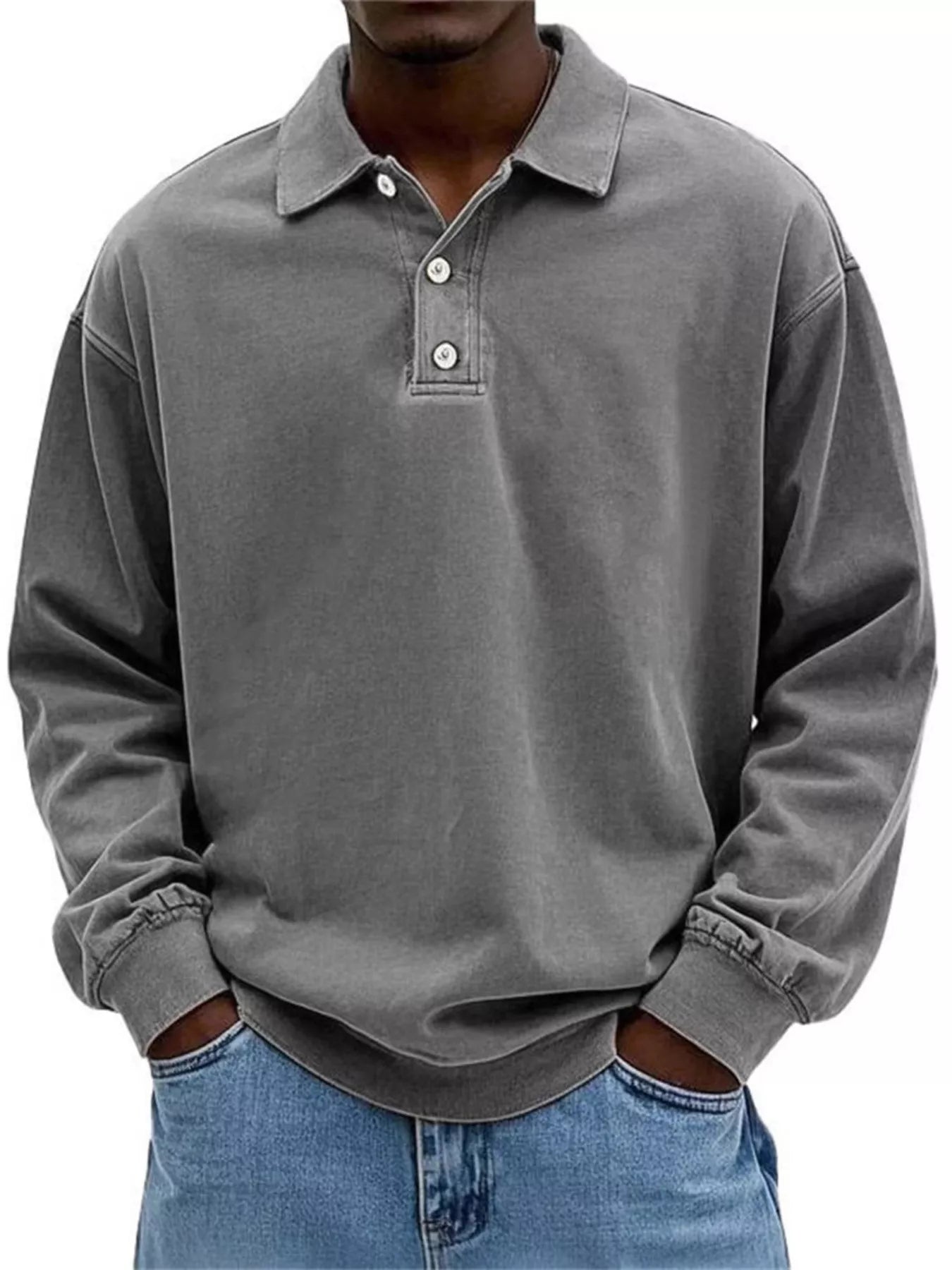 Men's Full Size Vintage Washed Long Sleeve Top Plus Size