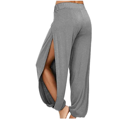 Plus Size Women's Solid Elastic Waist Beach Pants