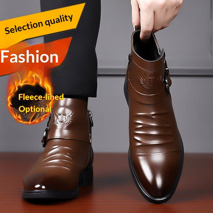 Men's Fashion British Leather Boots Business Formal Chelsea Boots