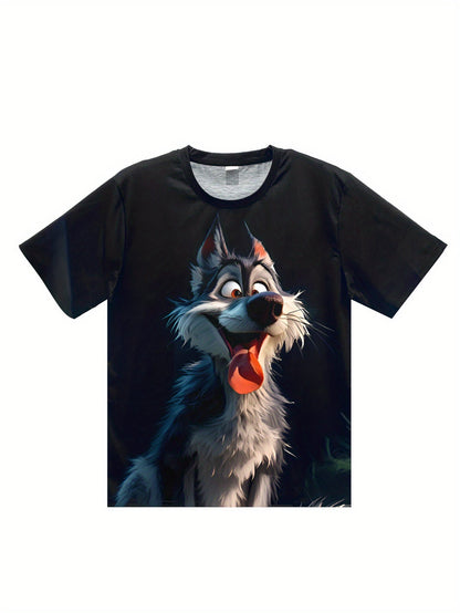 Men's 3D Wolf Print T-shirt - Casual Round Neck