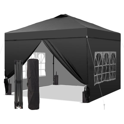 Ainfox 10x10 Pop up Canopy Tent with One Push Setup and Sidewalls,Instant Outdoor Shade Gazebos with Weighted Sandbags