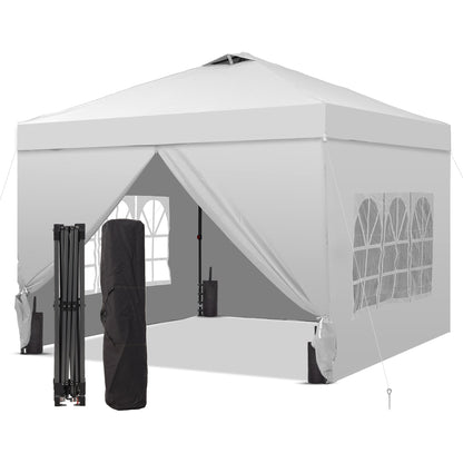 Ainfox 10x10 Pop up Canopy Tent with One Push Setup and Sidewalls,Instant Outdoor Shade Gazebos with Weighted Sandbags